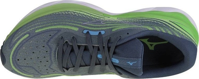 Atlete vrapimi Mizuno Wave Skyrise 4 M J1GC230904 për burra, me amortizim të fortë, gri me jeshile