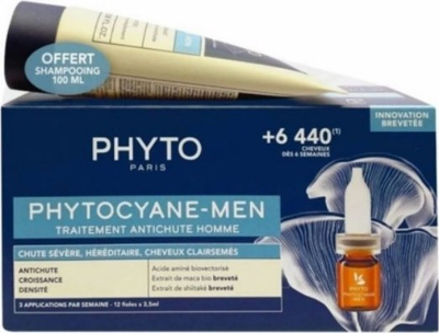 Set kundër rënies së flokëve Phyto Cyane Men, shampo dhe 12 ampula 3.5ml