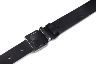 Rrip lëkure Peterson Wide Belt, 2.7cm, tokëz drejtkëndore, i zi