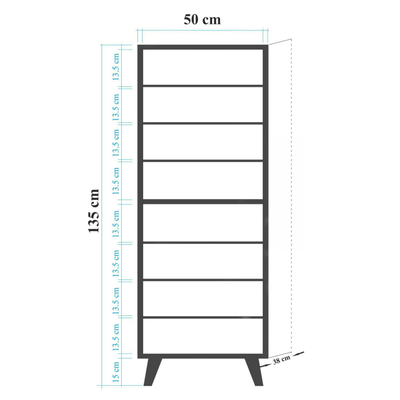Dollap këpucësh melamine, 50x38x135 cm, 8 ndarje, sonoma shumëngjyrësh