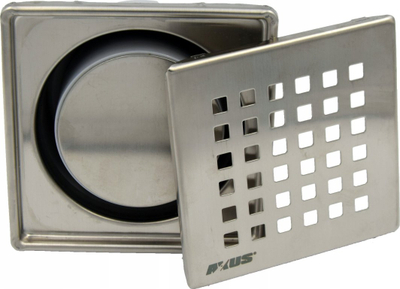 Shkarkues dyshemeje Axus 10x10 cm, trap i thatë, inoks mat, gri
