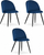 Karrige Leobert BELLO, set 3 copë, kadife navy, këmbë të zeza