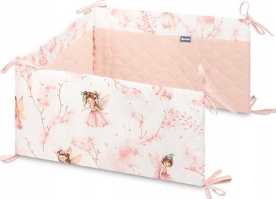 Mbrojtës shtrati bebesh Babyono Bed Bumper Muslin Fairies, 120x60 cm, pambuk, rozë