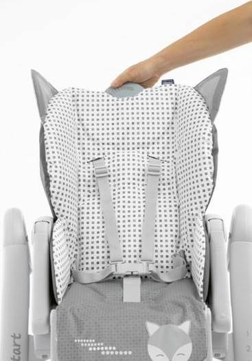 Karrige e lartë Chicco Polly 2 Start 3in1 Foxy, e rregullueshme, me tabaka, gri