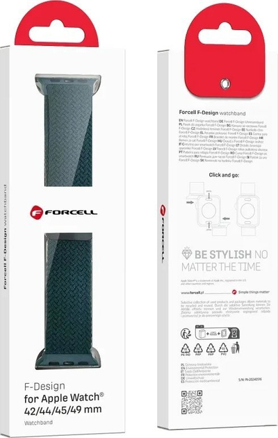 Rrip ore ForCell F-Design FA02 për Apple Watch 42/44/45/49 mm, najlon me magnet, jeshile e errët