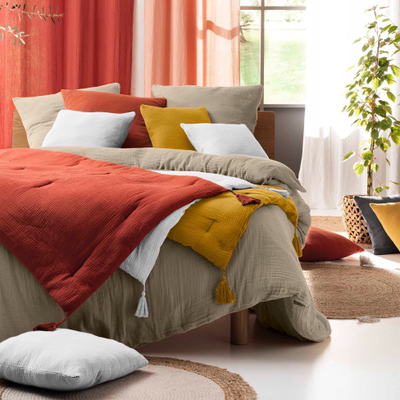 Mbulesë jorgani Double Cotton Gauze, 220x240cm, 100% pambuk, ngjyrë rëre