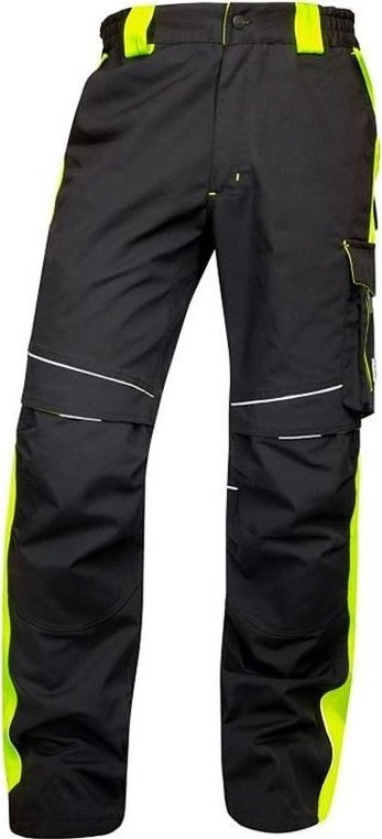 Pantallona dimri pune Ardon NEON H6471, xhep për gjunjëza, reflektuese, të zeza me neon, XL