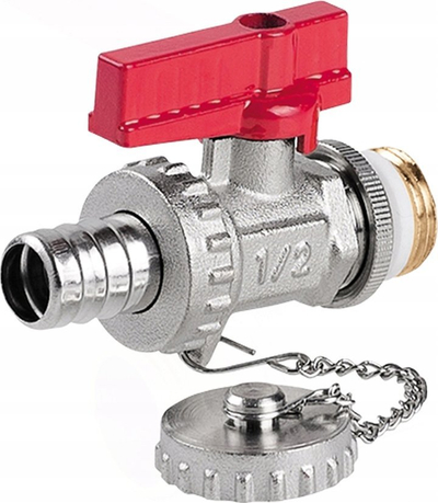 Rubinet sferik drenazhi Perfexim A.PHA-019/S, 1/2", PN16, dorezë e kuqe