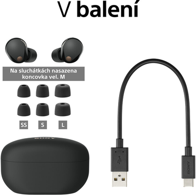 Dëgjuese Sony Noise Cancelling WF-1000XM5, të zeza