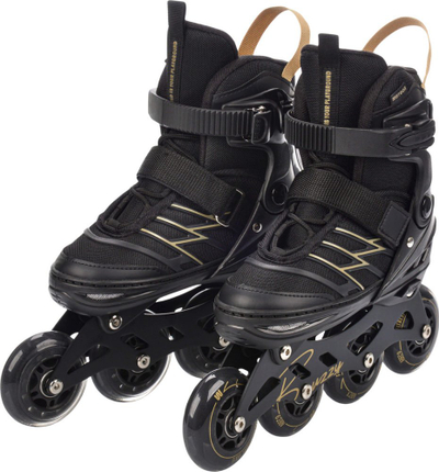 Rolat inline Meteor Buzzy, madhësi e rregullueshme 34-38, kushineta ABEC-9, zi me ari