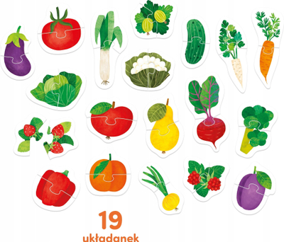 Puzzle edukativ CzuCzu Fruits and Vegetables, çifte frutash dhe perimesh, shumëngjyrësh