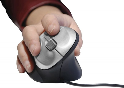 Maus ergonomik BakkerElkhuizen Grip Mouse, vertikal, me kabllo, argjendtë e zezë