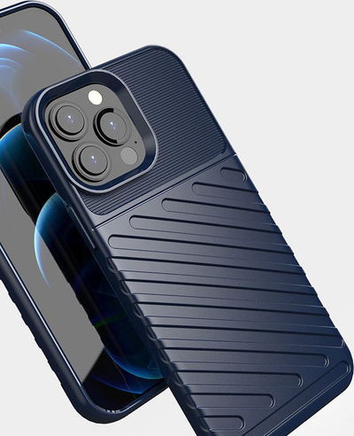 Mbrojtëse telefoni Hurtel Thunder Case, TPU i butë e fleksibël, për iPhone 13 Pro Max, blu e errët