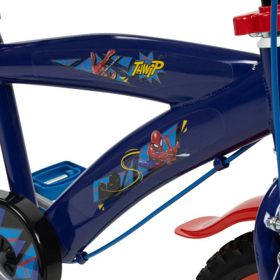 Bicikletë për kalamaj Toimsa Spiderman, 16", me rrota ndihmëse, blu e kuqe