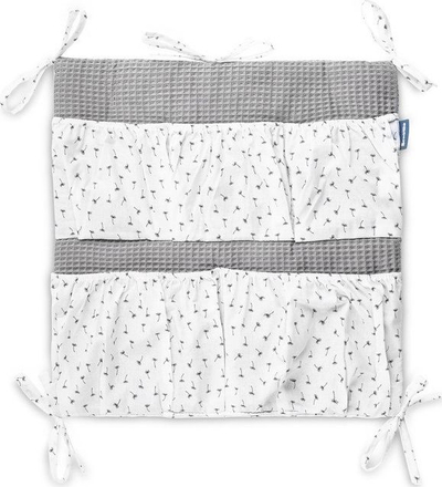 Organizues krevati Sensillo Bed Organizer Waffle Dandelions, 5 xhepa, pambuk, gri grafit