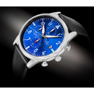 Orë dore meshkujsh Giewont GW5630-A3, kronograf, xham safir, e zezë blu