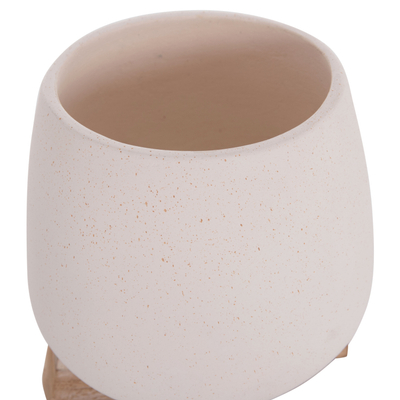 Vazo dekorative FRELLO HM4674.02S, fiber cement, 14.5x14.5x16 cm, e bardhë