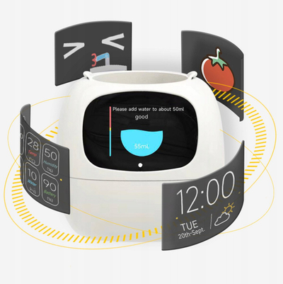 Vazo inteligjente PLANTSIO Smart Pet Planter Robot, udhëzues për përkujdesjen e bimëve, ndërvepron me emoji, e verdhë