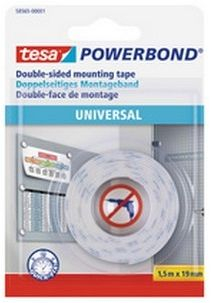 Shirit montimi universal tesa Powerbond, 19 mm x 1.5 m, i bardhë