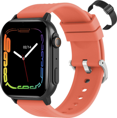 Ora inteligjente Gravity GT15-3, ekran 2.04", Bluetooth, e zezë me rrip silikoni të kuq