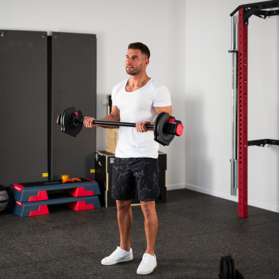 Set shtange dhe hantele HMS SGR40 PRO, peshë që e çon vetë 43.5 kg, 2 në 1, i zi me të kuqe