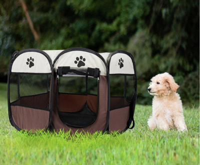 Пренослив кафез Leobert Playpen модел 15080, 74x74x43cm, за кучиња и мачки, кафен