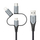 Кабел за полнење Vention 3 во 1, USB C Micro USB Lightning, 2.4A, 480Mbps, црна