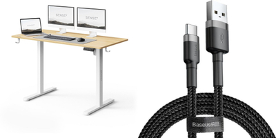 Tavolinë pune elektrike Sense7 Nojo Light, 120x60 cm, lartësi e rregullueshme, dru i çelët e bardhë