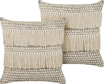 Set jastëkësh dekorativë Beliani IRESINE, 45x45cm, pambuk, ngjyrë krem