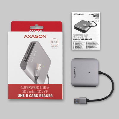 Lexues karte Axagon CRE-S3, USB-A 3.2 Gen 1, 3 slote, gri