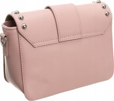 Çantë crossbody lëkure Rovicky, me thumba metalikë, rozë e çelët