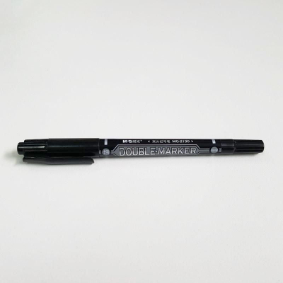 Set markerësh permanent M&amp;G Double Ended, 2 maje të holla, 12 copë, të zinj