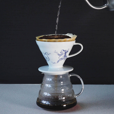Дрипер за кафе Hario V60-02 Tachikichi Choju Giga, керамички, pour-over, бел