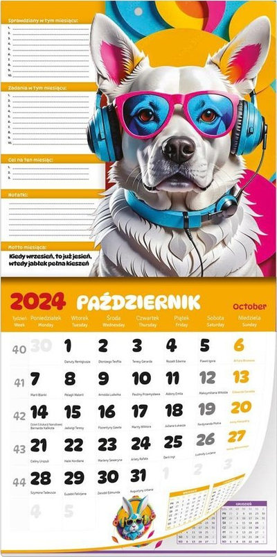 Kalendar shkollor Planer 2024 2025, mujor, me varëse, shumëngjyrësh