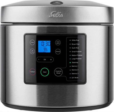 Tenxhere elektrike Solis Rice &amp; Potato Cooker, panel elektronik, inox, ngjyrë argjend