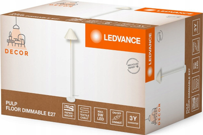 Llambë dyshemeje Ledvance Decor Pulp, E27, me dimmer, e bardhë