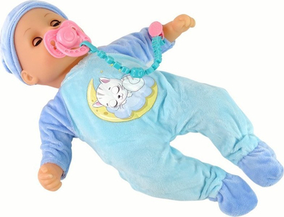 Kukull bebe me zë Leantoys Baby Doll, set aksesorësh, blu