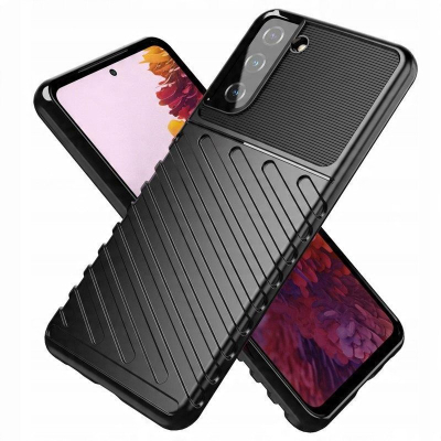 Kuti mbrojtëse Thunder Case për Samsung Galaxy S22 Plus, TPU fleksibël, e zezë