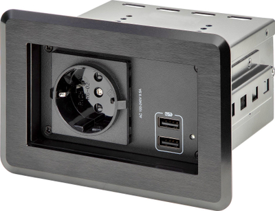 Modul energjie tavoline StarTech.com Conference Table Power Center, prizë Schuko, 2x USB, i zi