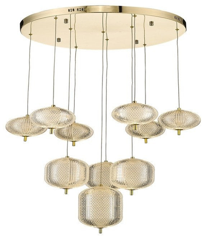 Llambadar LED Domoletti A2360-10, me varëse xhami, i artë