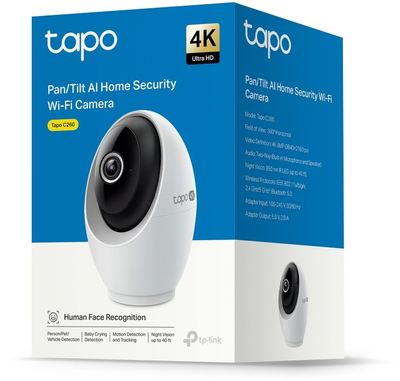 Kamerë sigurie TP-Link Tapo C260 V1, 4K, Wi-Fi dual band, e bardhë