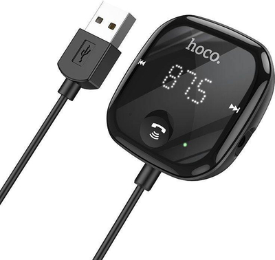 Transmetues FM për makinë Hoco E65 Unity, Bluetooth, me mikrofon, i zi