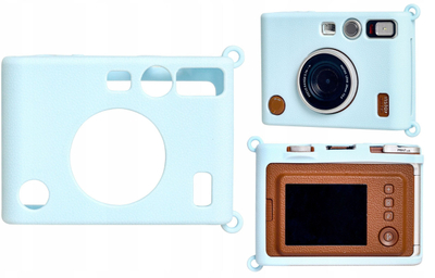 Këllëf silikoni LoveInstant LI00506 për Fujifilm Instax Mini EVO, material imitim lëkure, mbrojtje nga goditjet, blu
