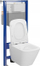Set wc i varur Cersanit C17 Aqua 50 Pneu QF, kornizë me depozitë të fshehur, tas katror CleanOn me ulëse soft close, i bardhë