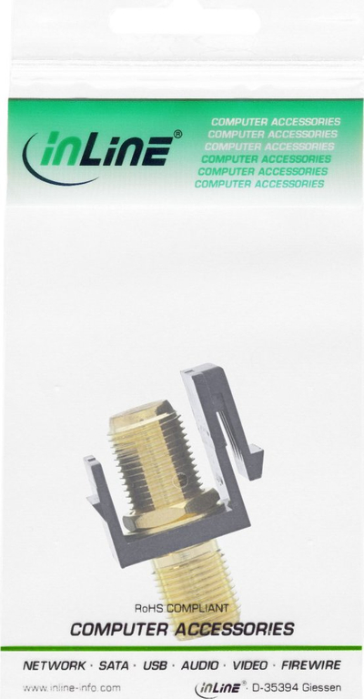 Adapter Keystone InLine, 2x port F, për kabllo satelitore, i bardhë