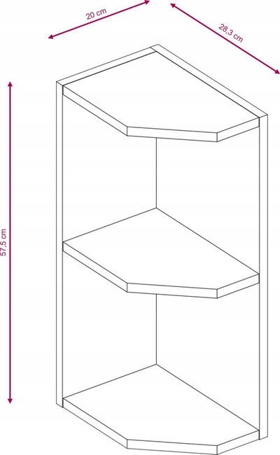 Dolap kuzhine qoshe WIPMEB Livia LV-08/G20 N, 57.5cm, 2 rafte, sonoma e errët