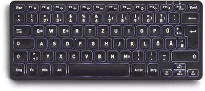 Tastierë wireless Perixx PERIBOARD 732B DE, mini, me ndriçim, QWERTZ, e zezë