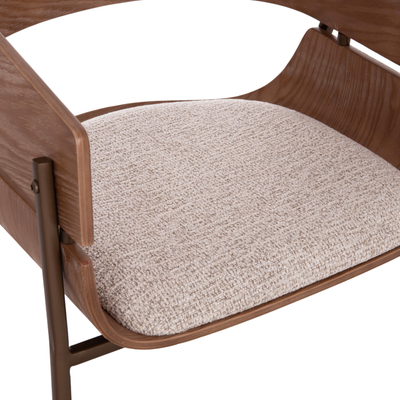 Karrige ngrënieje Krill HM18254.01, plywood whitewash, këmbë metalike bakri, bezhë