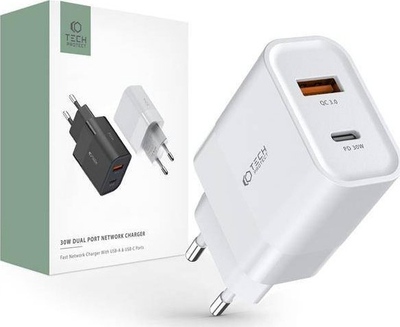 Karikues për në prizë Tech-Protect Charger, 1x USB A, 1x USB C, 3A