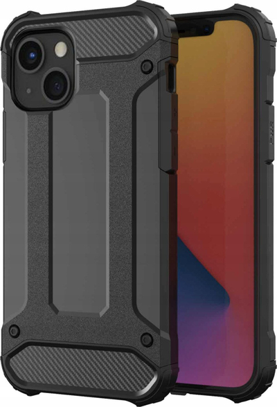 Mbajtëse telefoni Hybrid Armor për iPhone 14 Pro, dy-shtreshe, që s’e ha gjë nga goditjet, ngjyrë e zezë